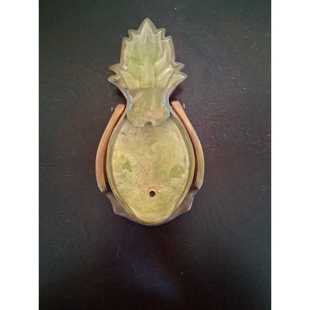 Vintage All Brass Pineapple Door Knocker Great Tarnish. Name NOYES